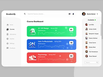 Academify Course management design ui ux web web design xd