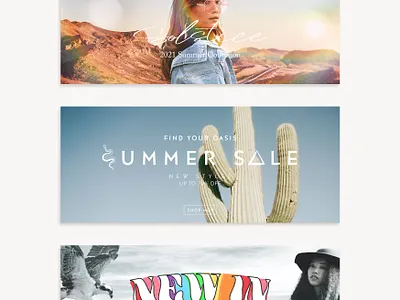 Fashion Web Banners art direction brand identity branding cactus composite desert fashion graphic designer illustration marketing minimal retro rtw summer vibes web banner