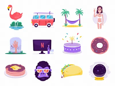Messaging Stickers food illustration random stickers for imessage summer vector