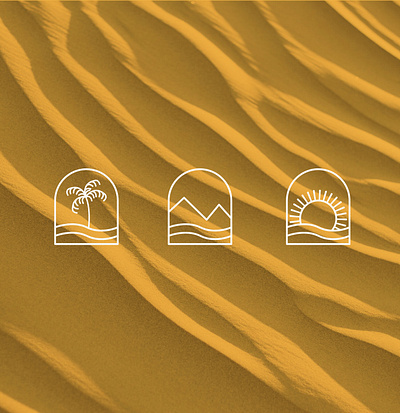 Palm Tree, Mountains and Sun Logo Design brand design branding design illustration art logo
