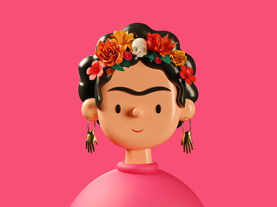 Frida Kahlo | Toy Faces Library | 3D Illustration 3d 3d art art avatars c4d caricature cinema4d faces frida illustraion illustrator portrait profile design symbol toy