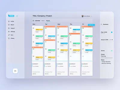 Tessa analytics calendar calendar design calendar ui dashboard design interface ios ui web