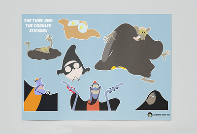 The Thief and The Cobbler Stickers adobe draw adobe illustrator adobe photoshop design illustration mockup movies stickers vector