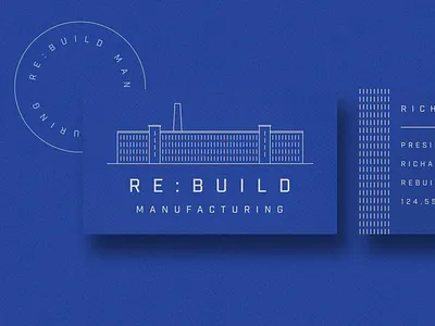 Manufacturing Business Card blue branding business card business card design business card mockup factory flat illustration illustration mill texture