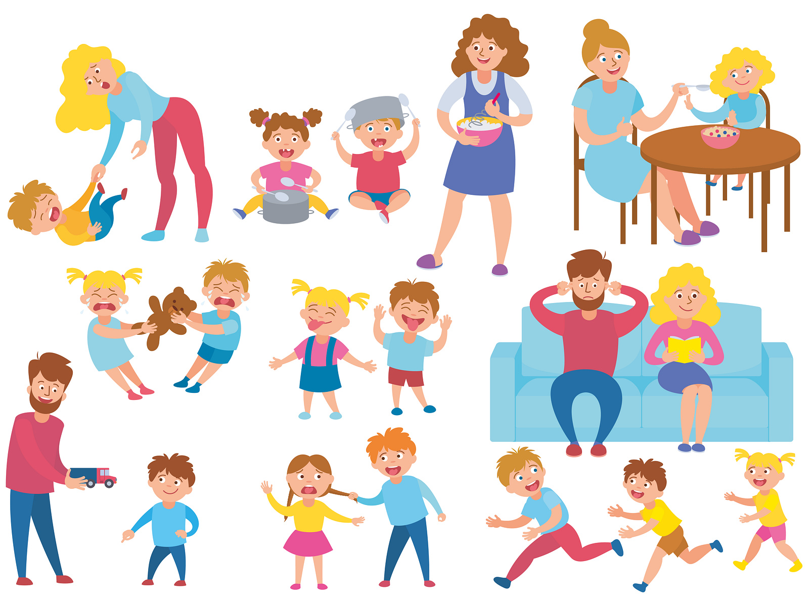 Children behaving set by Macrovector on Dribbble