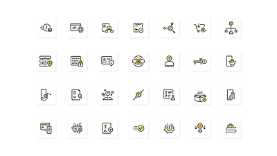 Yellow Finance Icon Set finance finance icons fintech icon set icons illustration line icons website icons