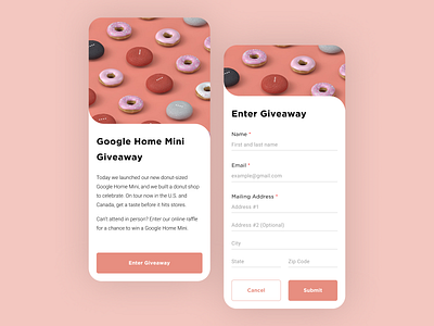 Google Home Mini Giveaway 100 days of ui 100daysofui daily ui daily ui challenge dailyui dailyuichallenge giveaway google home mobile app mobile ui ui design