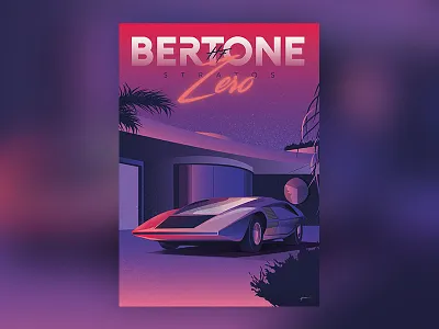 Poster Lancia Stratos HF Zero affiche car city design graphic illustration oldschool poster art typography vector