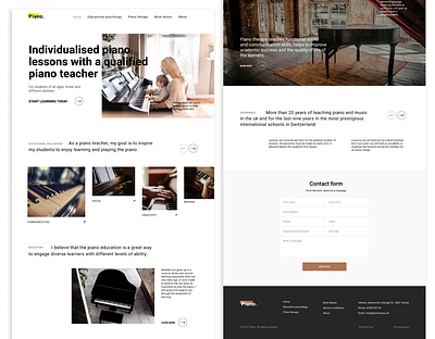 Landing page for a piano teacher clean creative design interface landing minimal ui ui design uidesign uiux ux web webdesign website website design