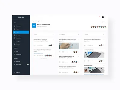 PRO-JEK - Task Management Dashboard board dashboard dashboard design dashboard ui management management tool task task management team