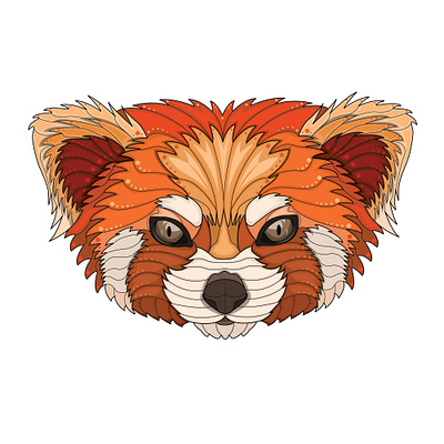 Red panda cartoon colorful design illustration red red panda vector