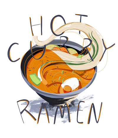 hot curry ramen colors digital painting digitalart illustration line photoshop ramen recipe recipe illustration shadows stylization texture