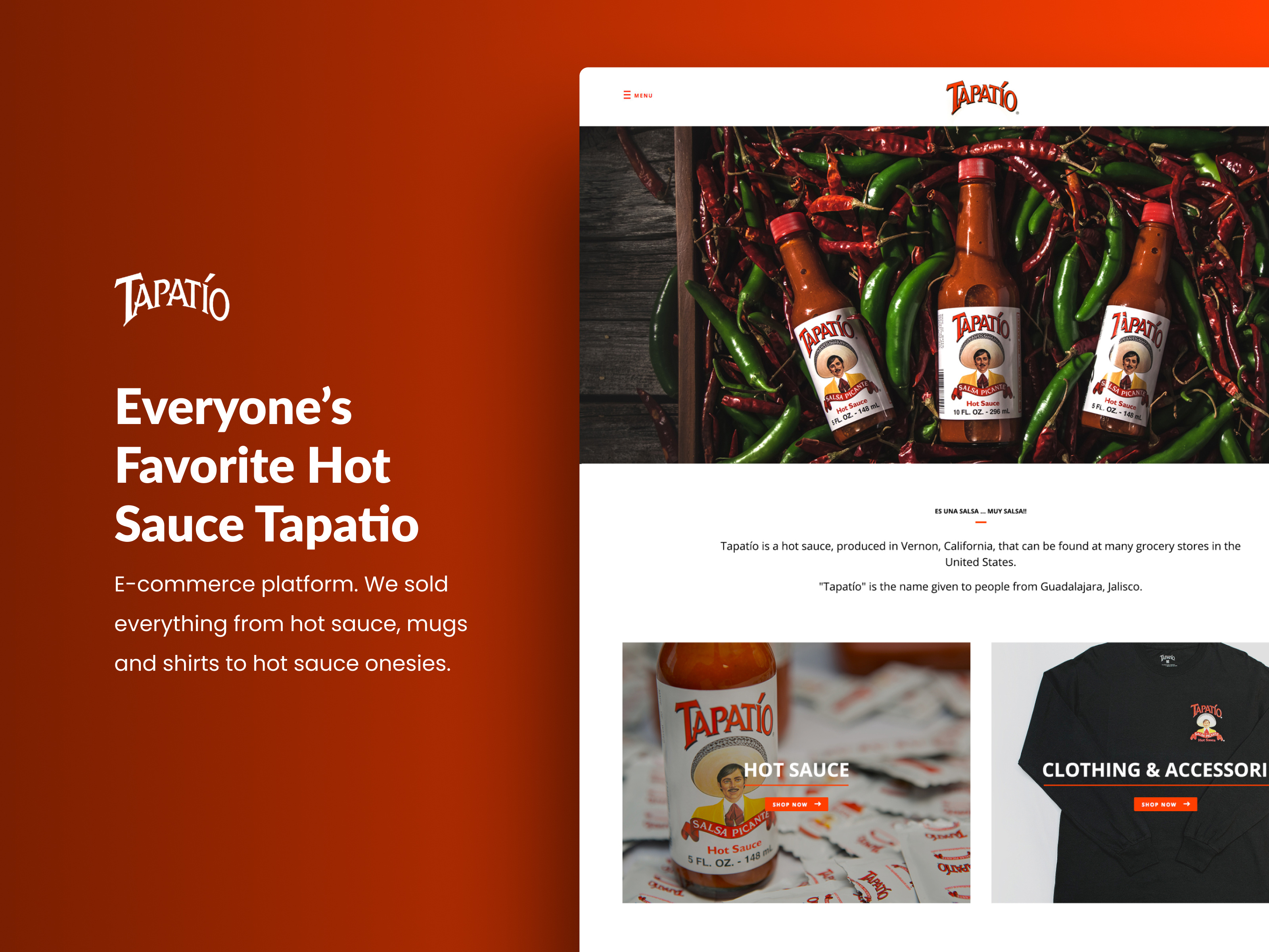 Everyone’s Favorite Hot Sauce Tapatio branding ecommerce graphic design hot sauce merch shirts shopify shopping spicy strategy tapatio ui user experience user interface ux web app web design website design
