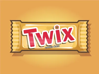 Twix Chocolate Bar 2d brand candy chocolate chocolate bar food food illustration illustration illustrator snack twix vector vector art wrapping