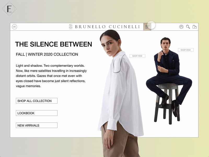 Brunello Cucinelli - Website Landing Page Redesign 1/5 branding clothes fashion minimal ui user experience user interface userinterface ux website