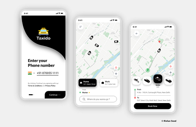 Cab Booking UI Design abstract adobe xd app app design blackandwhite booking booking app branding clean concept design destination logo product design ridesharing travel typography ui uiuxdesign ux