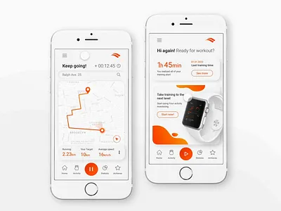 Sport activity tracking app with smartwatch activity animation aplication apple watch apple watch design for running interface interface design prototype animation running app smartwatch sport sport app sports design tracking app training training app ui ux design watch app