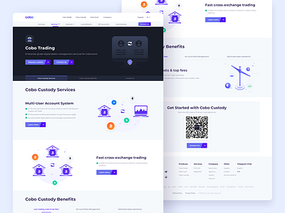 Cobo Trading Web Design btc crypto exchange cryptocurrency custody landingpage multiply services trading platform webdesign website