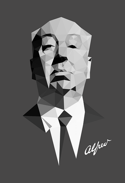 Alfred alfredhitchcock character conspiracy theory design hitchcock illustration indie low poly spooky t shirt tshirt store unique tshirt design vector