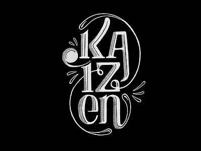 Kaizen · Lettering black and white design hand lettering japanese kaizen lettering lockup type typography zen