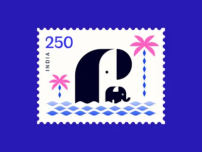 Indian Elephant Stamp abstract elephant graphic design illustration johannlucchini logo negative space stamp vector