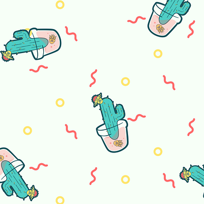 Octopus Cactus Pattern adobe illustrator branding design flat design illustration pattern vector
