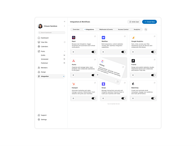 Integration & Workflows dashboard deign figma ui uiux ux website