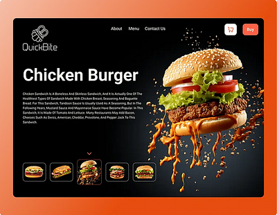 Chicken Burger Landing Page app branding design