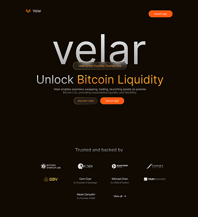 VELAR WEBSITE REDESIGN crypto graphic design homepage ui website