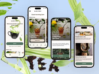 Tea App Design! 🍃☕ app design drink figma illustration teaapps teaappsdesign typography ui ux