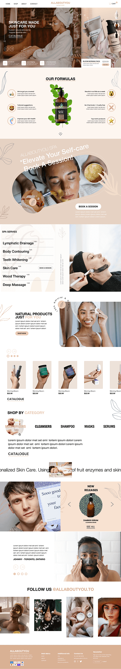 All About You Skincare & Spa branding design e com ecommerce health online store skincare ui design ux design wellness