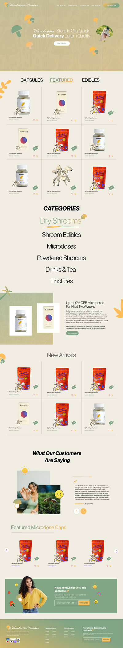 Mushroom Manner UI/UX mushrooms plant medicine ui design ux web design