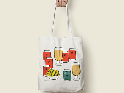 Tote Bag - Estrella Damm and Voll Damm angels bag design barcelona beer beer can catalonia damm estrella friends graphic graphicdesign illustration merchandising olives penedes photoshop tote bag totebag vermut voll