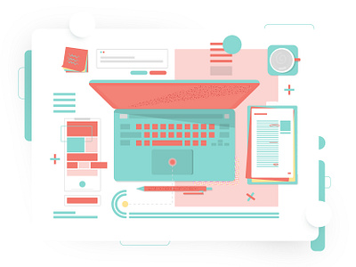 Working Station Vector Design 3d animation app apple branding code cool design desktop illustration illustrator interface laptop minimal office ui ux vector website wireframe