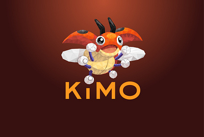 KIMO - Logo Design - Polygonal Firefly geometric art geometric design geometry illustration illustrator logo low poly logo mascot logo poly logo ideas polygonal logo