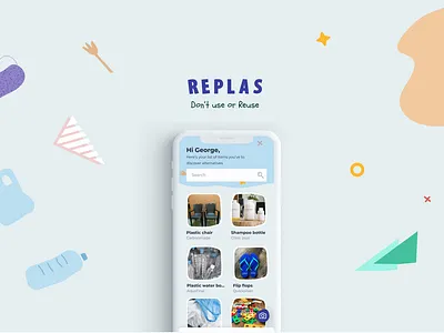Replas: A Plastic free case study app branding design enviroment figma flat illustration mobile mobileui photoshop research ui uiux