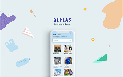 Replas: A Plastic free case study app branding design enviroment figma flat illustration mobile mobileui photoshop research ui uiux