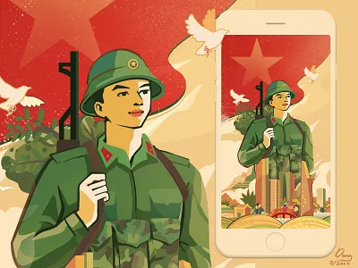 Vietnamese War Invalids and Martyrs Day app army illustration soldier war