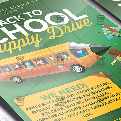 Back to School Supply Drive - Flyer PSD Template school night