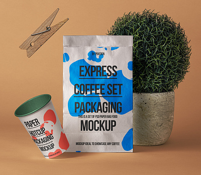 Free Psd Paper Bag Mockup Showcase coffee cup coffee mockup paperbag paperbag mockup