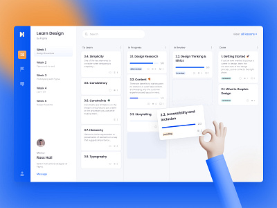Kanban Learning app app design cards collaboration courses dashboard e learning edtech education lms managing online product design schedule task management team to do trello user interface web design