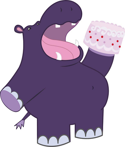 Happy Birthday Hippo Vector Graphic adobe illustrator animal birthday cartoon cute design fun illustration vector illustration