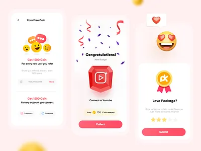 Peekage App app concept cuberto design designs emoji feedback feedbacks landing apge landingpage red referral referrals super app ui ui design uidesign ux web wireframe