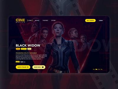 Movie booking web app adobexd cinema landing page movie ticket booking ui uiux website