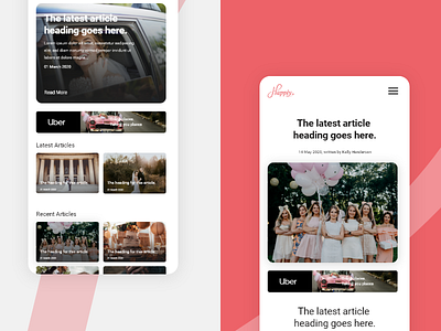 Happly Blog Mobile Screens adobe xd article blog landing blog single bride design marriage mobile view modern design responsive design uiux web design webdesign wedding wedding blog