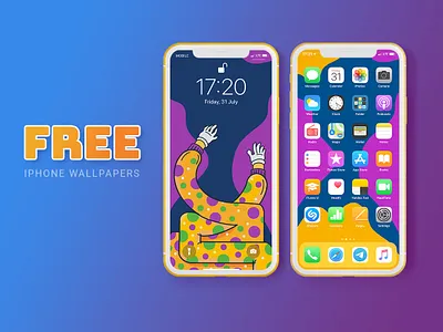 Free iPhone Wallpapers blue magenta yellow