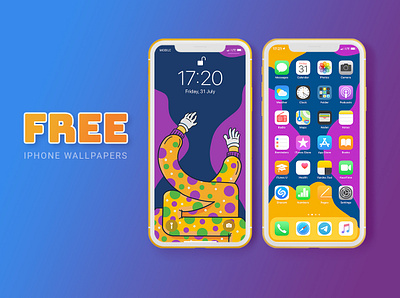 Free iPhone Wallpapers blue magenta yellow