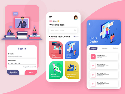 E-Learning App app design class coaching courses e learning edtech education learning learning platform minimal mobile app design mobile app development online course online learning online study platform school student study teaching