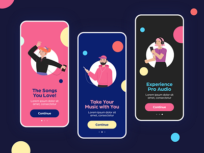 Music App Onboarding apple music application ui clean creative colorful design illustration look minimal mobile app music onboarding songs specindia spotify ui ux vibrant