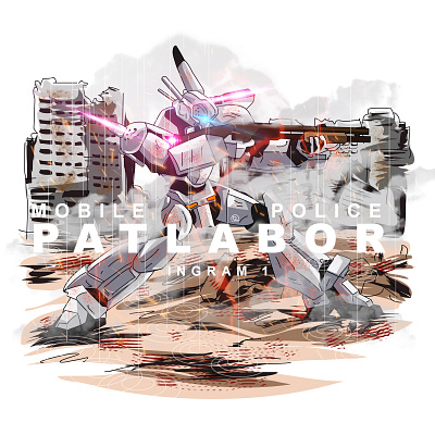 Patlabor Ingram unit 1 design fanart illustration illustrator indonesia ingram1 japan machine mecha patlabor patlabornextgeneration robot technology vector